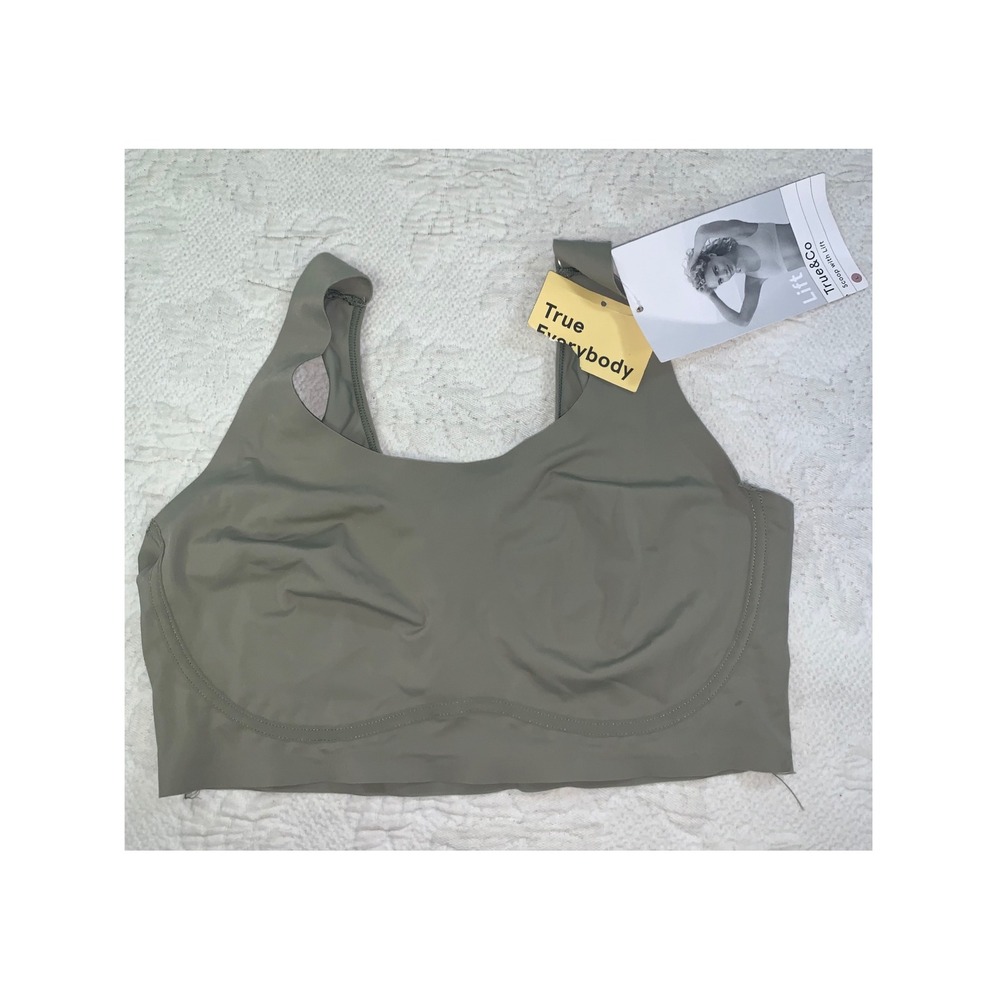 True & Co Scoop with Lift Wirefree Bra Olive Green Large A35W381346 No Pads